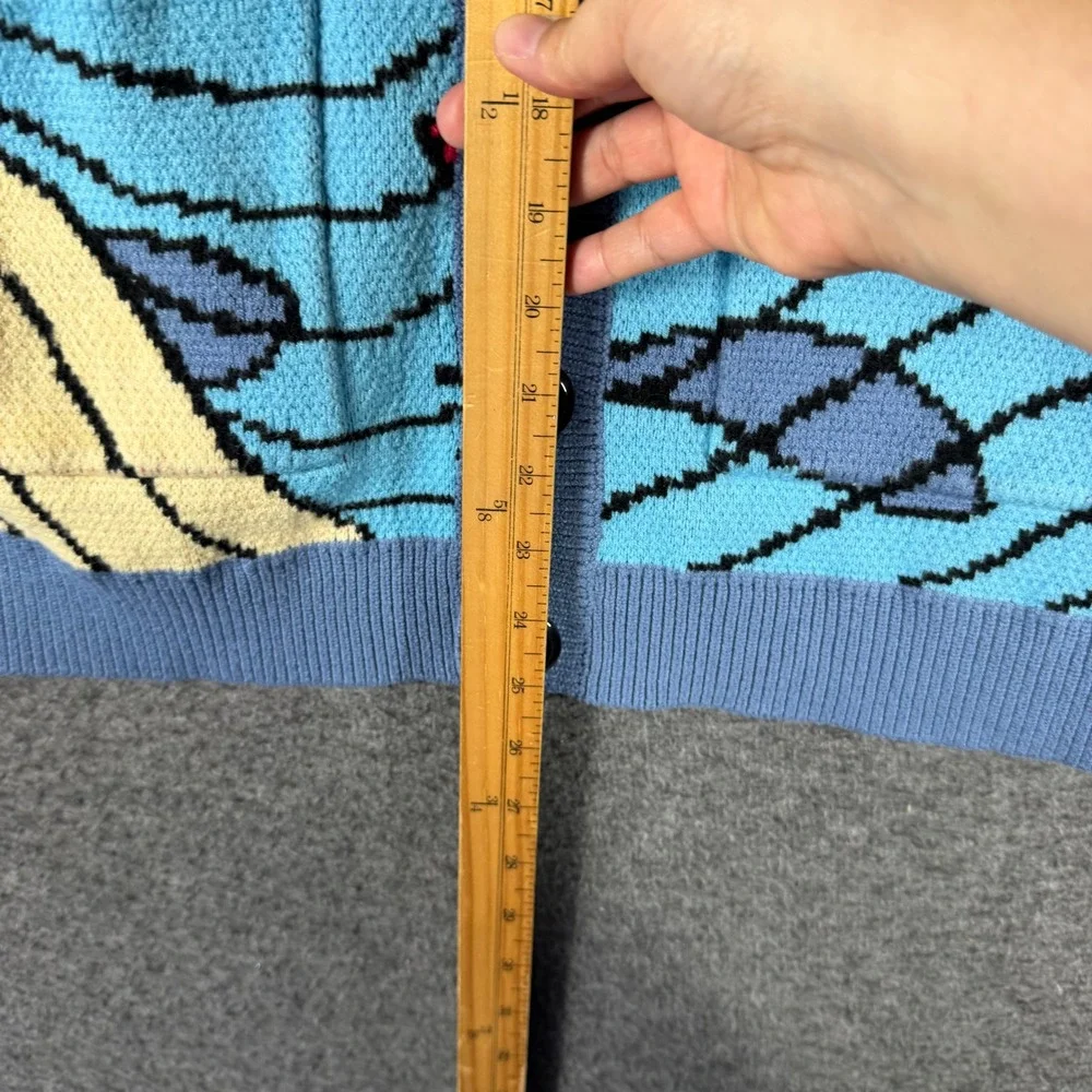 Steady Hands Fishy in the Sea Cardigan Sweater Blue Knit Womens Size M/L - Picture 7 of 10